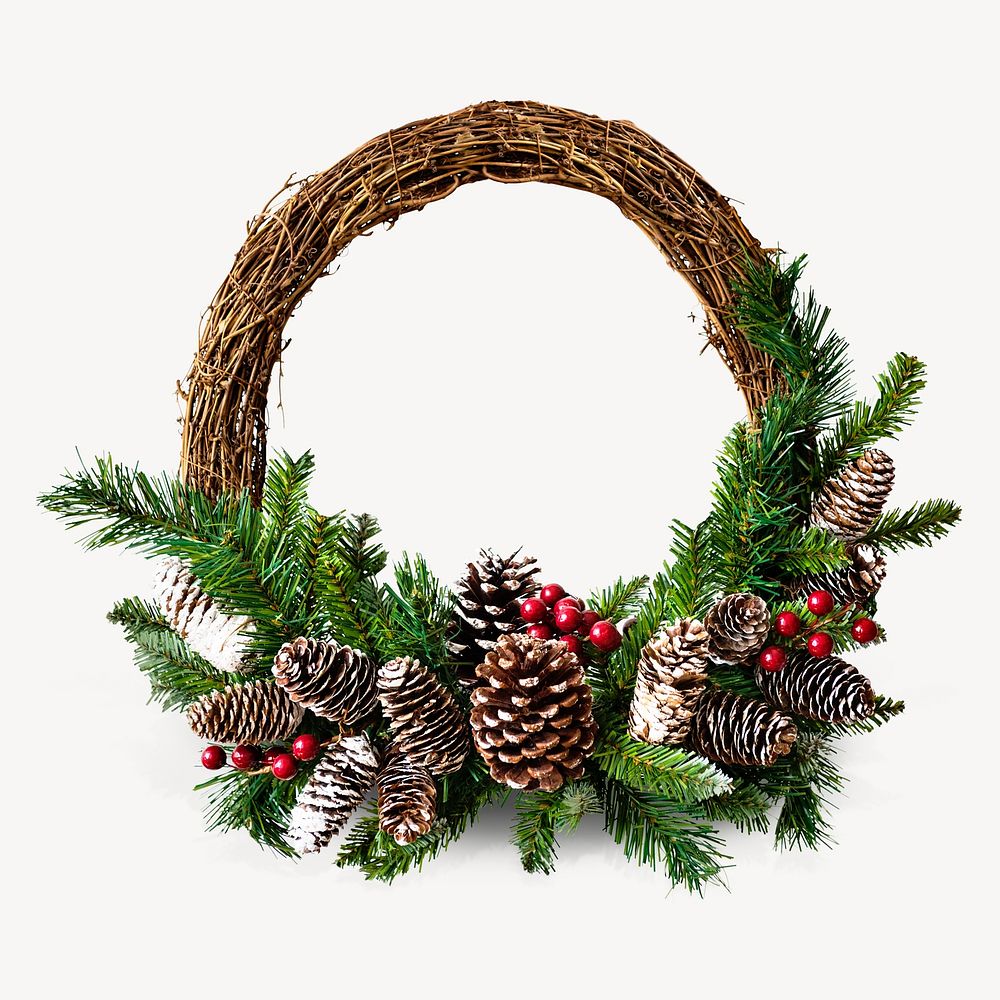 Christmas wreath, isolated object on white