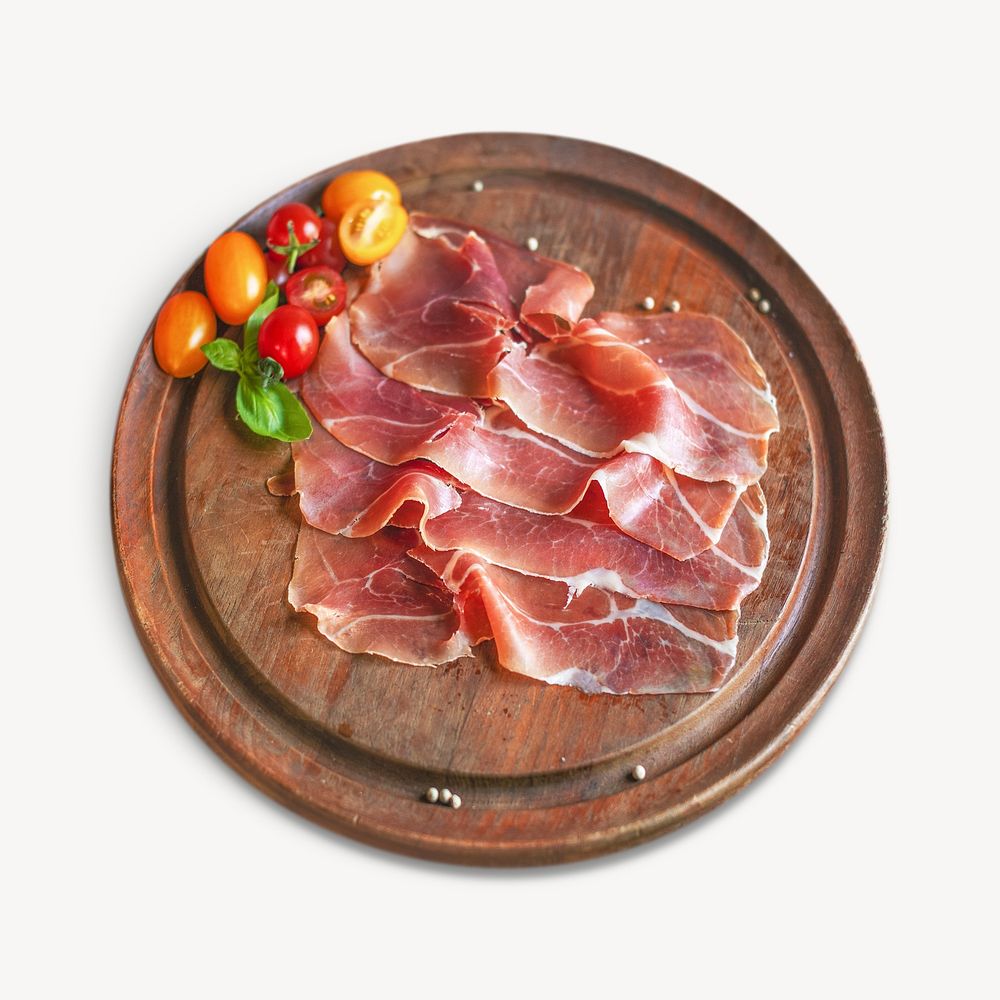 Ham image, food photo on white