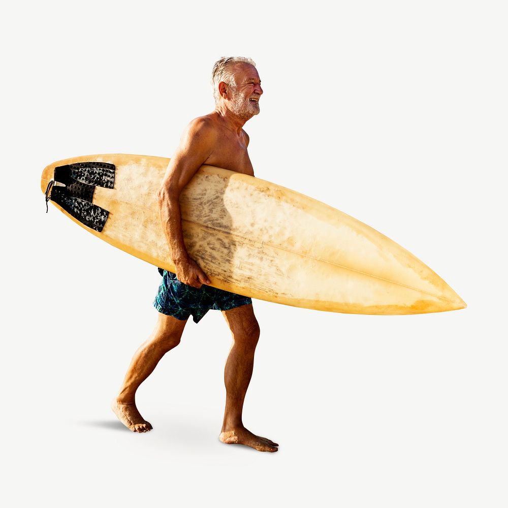 Senior beach surfer isolated graphic psd