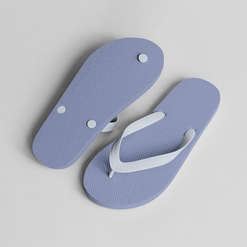 Png blue flip flop summer beach slippers mockup