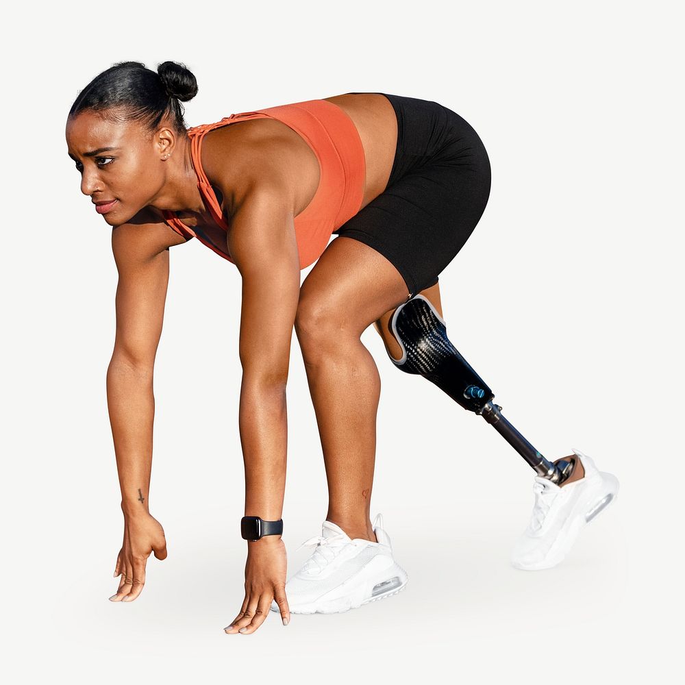 Paralympic runner set position isolated graphic psd