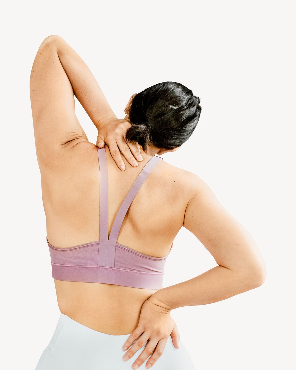 Woman back pain, isolated image