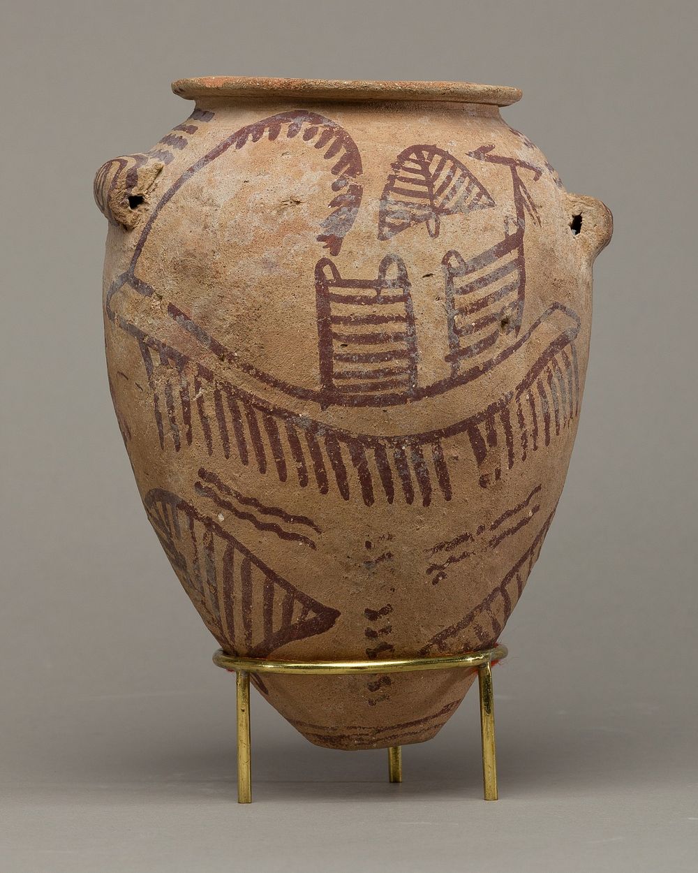Lugged jar depicting two boats