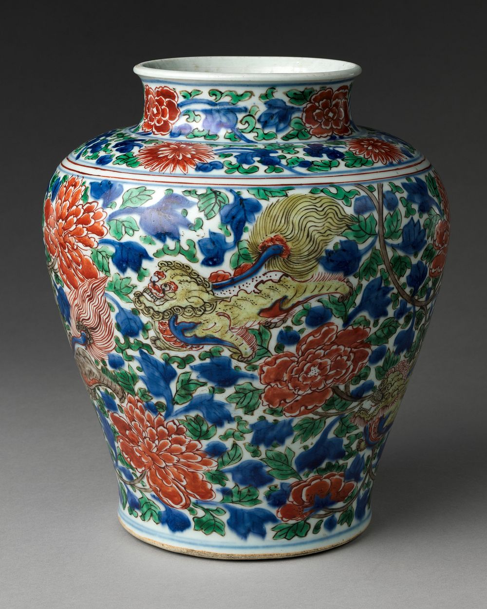 Jar with Mythical Qilin amidst Tree Peonies