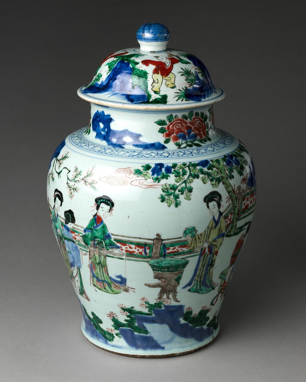 Jar with women at leisure