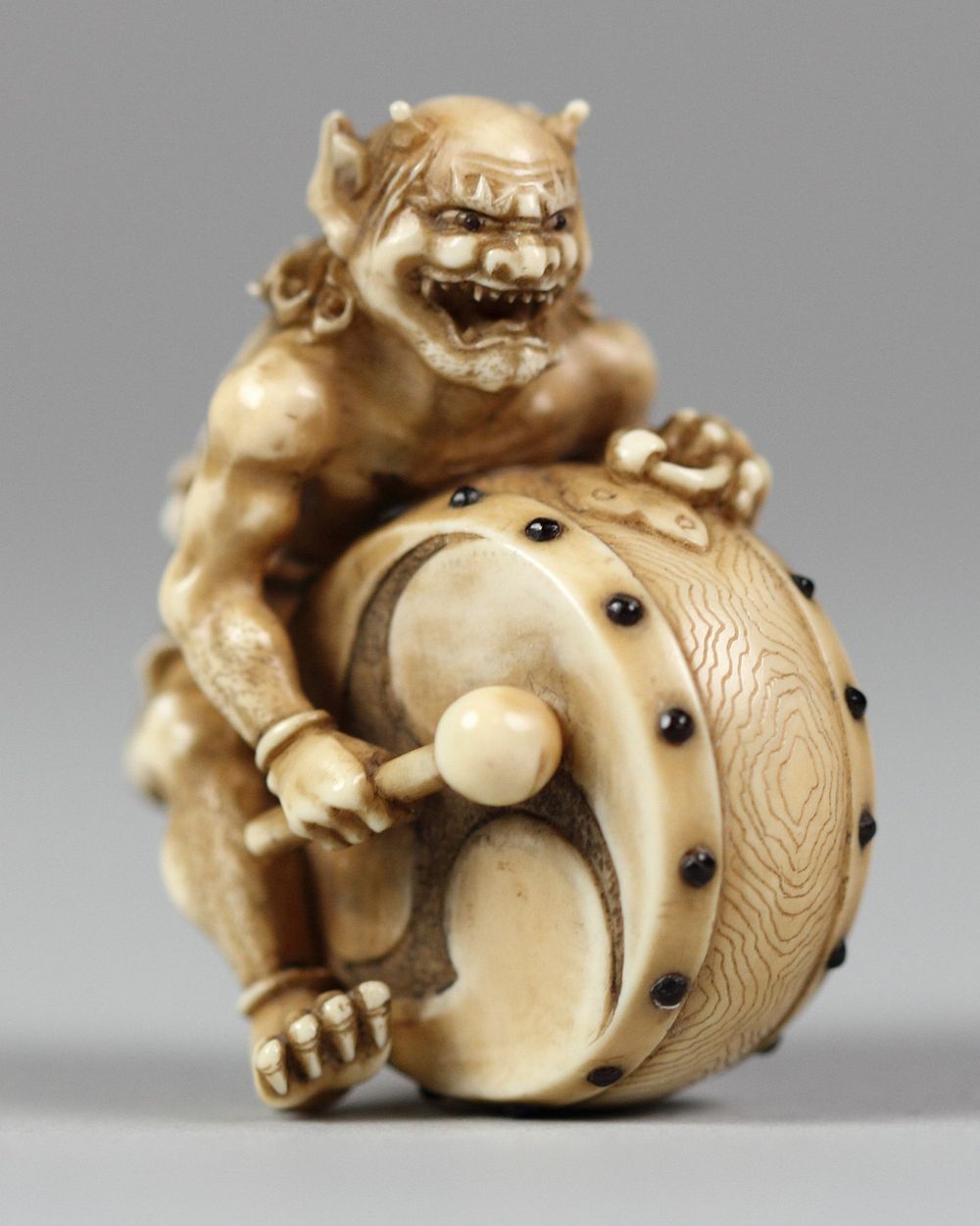 Netsuke of Demon with a Drum