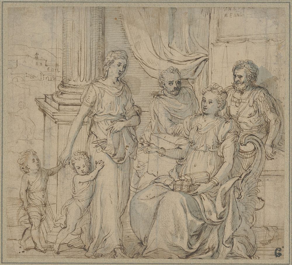 Cornelia, Mother of the Gracchi, Pointing to her Children as her Most Precious Ornaments