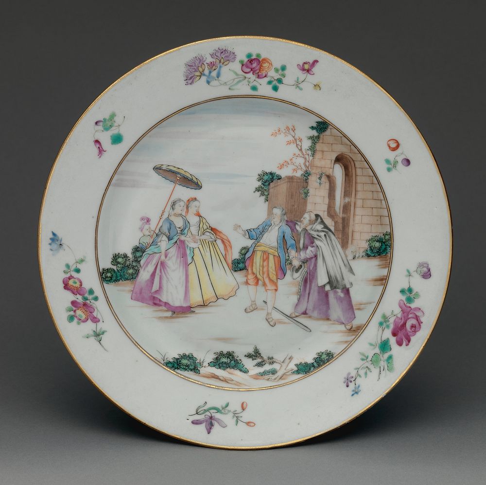 Plate with scene from "Les Oies de Frere Philippe"
