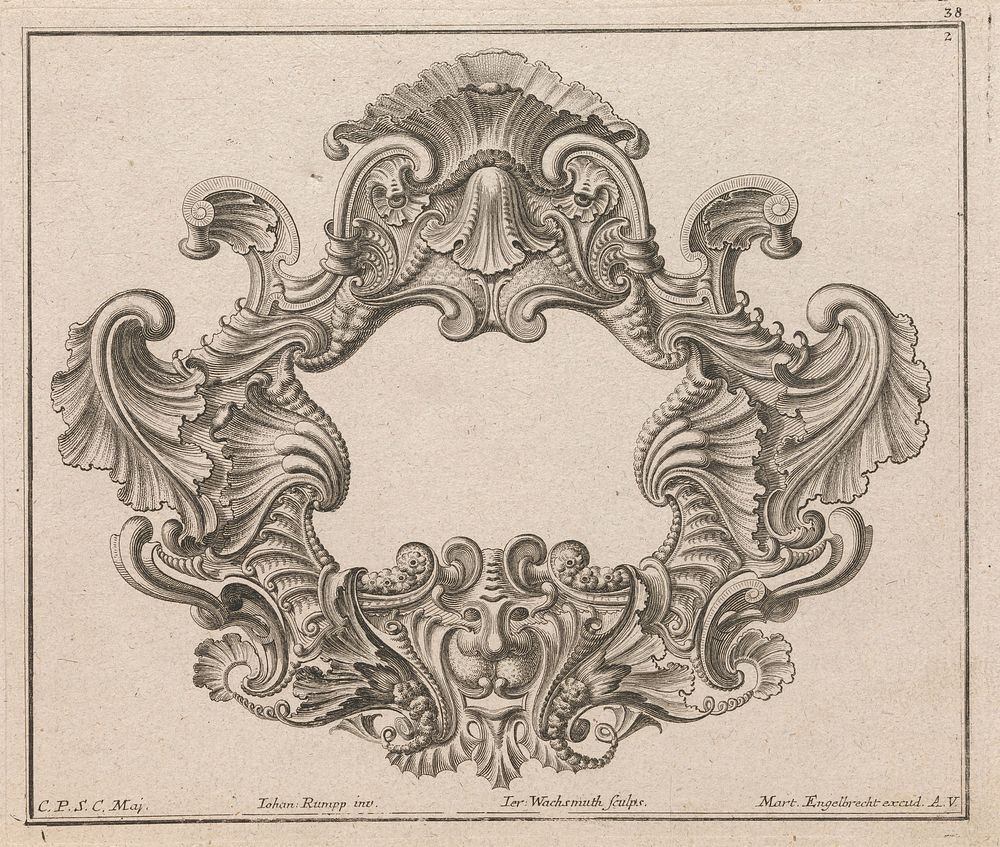 Design for a Cartouche, Plate 2 from 'Neu inventierte sehr dienstiche Schilde oder Cartouches'