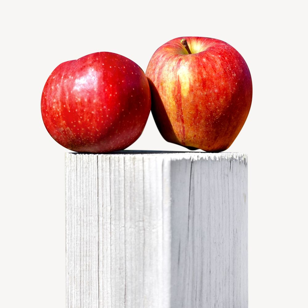 Red apples on wooden rod   isolated image