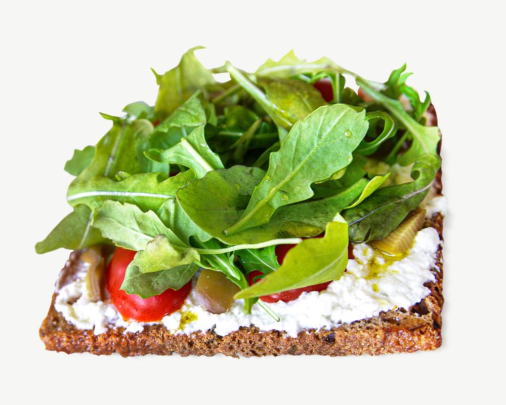Breakfast toast with arugula collage element psd