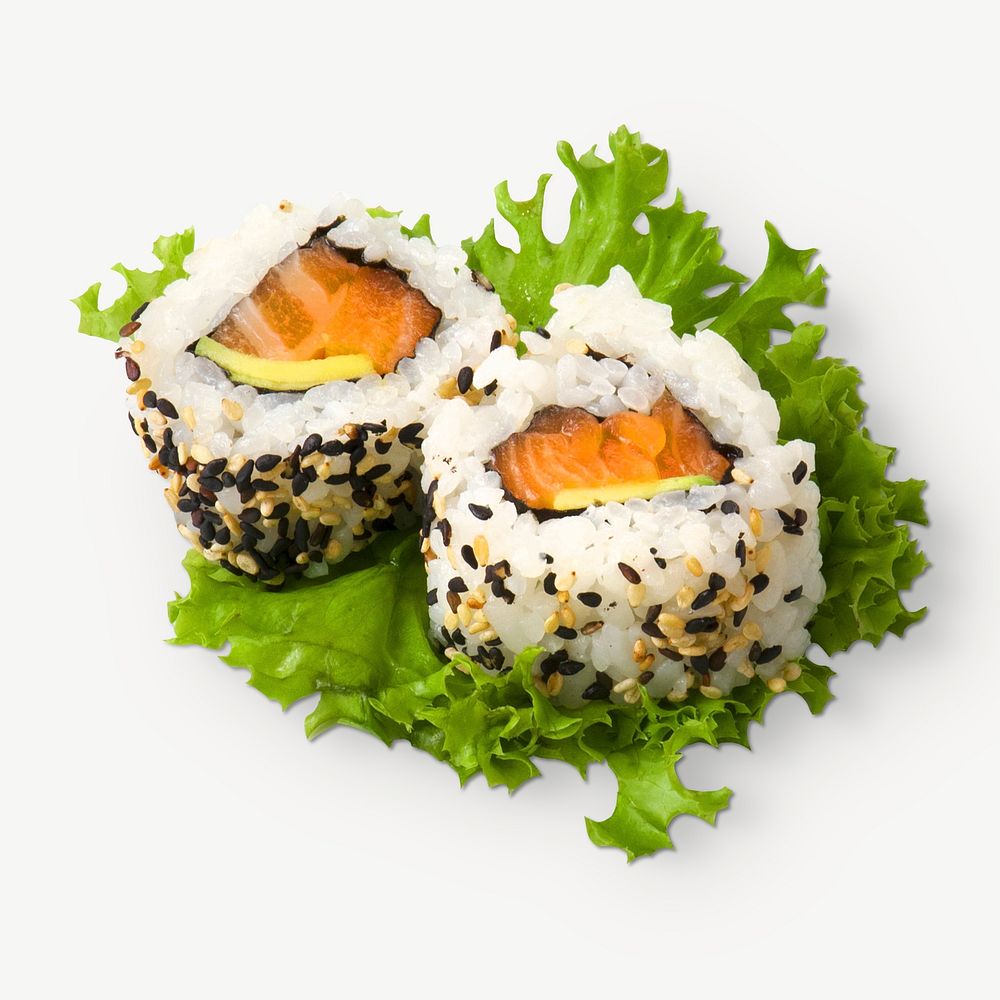 Sushi fish rolls collage element psd