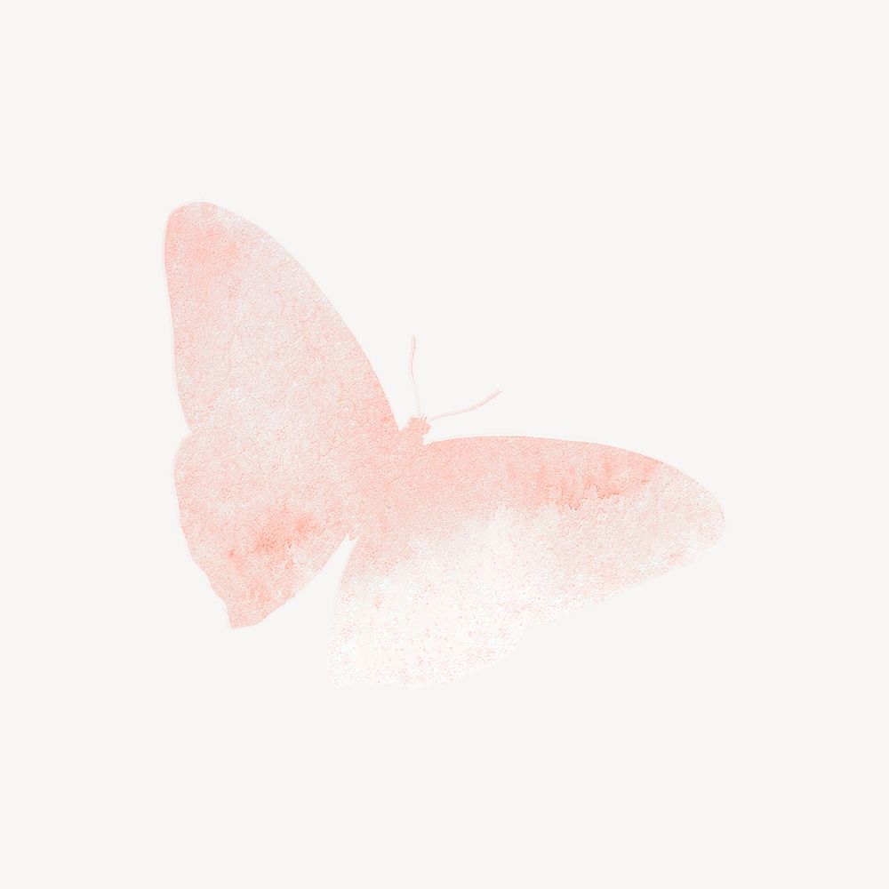 Pink watercolor butterfly illustration collage element psd