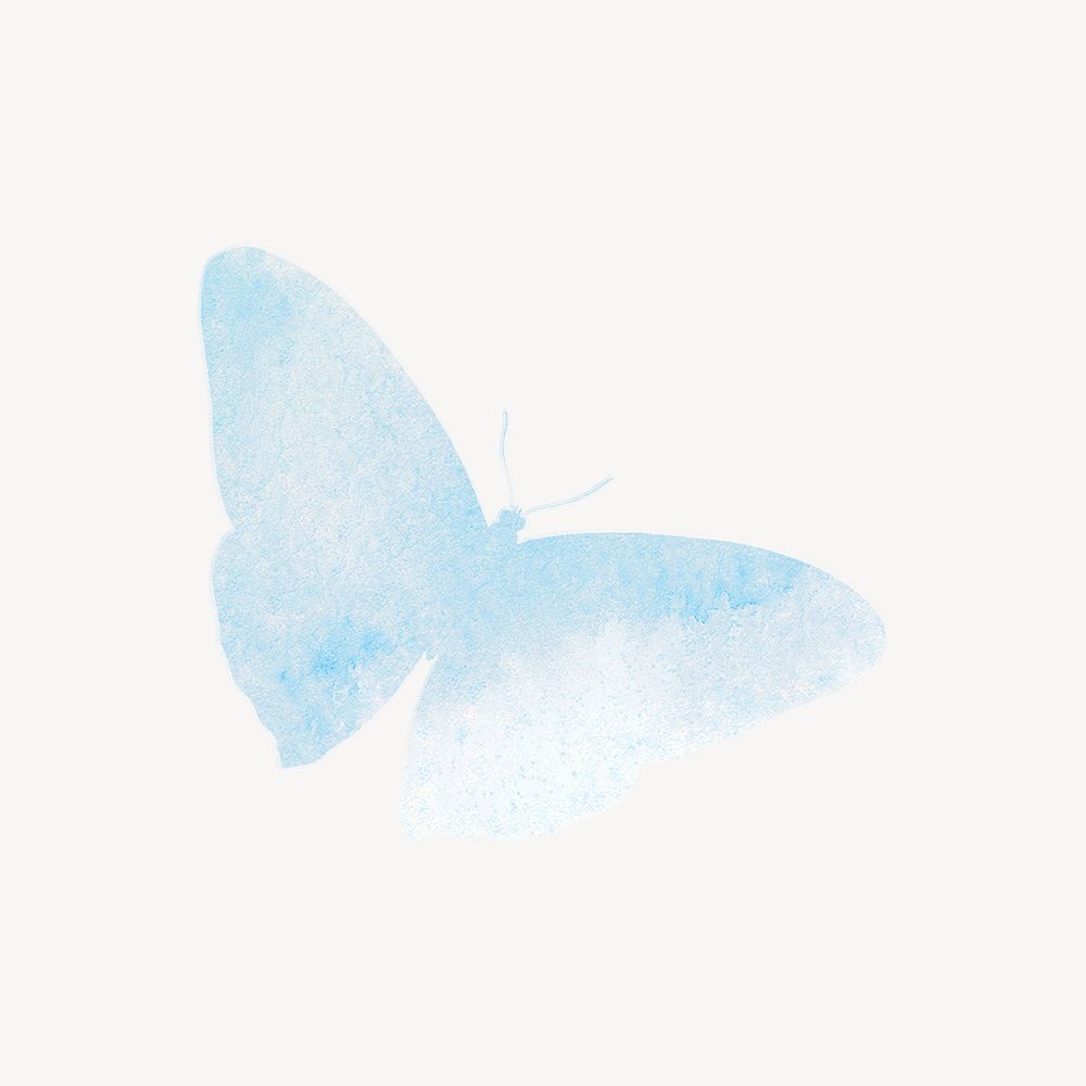 Blue watercolor butterfly design element psd