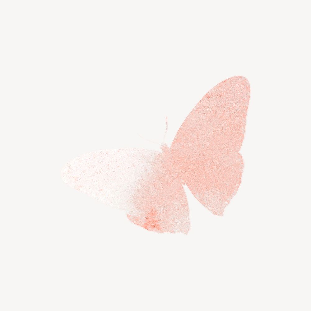 Pink watercolor butterfly illustration collage element psd