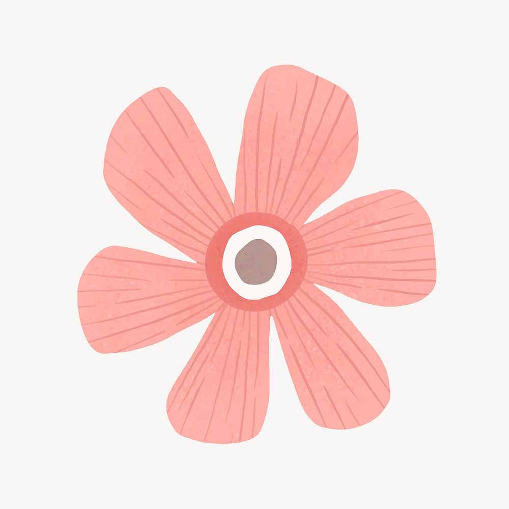 Cute pink flower illustration collage element psd
