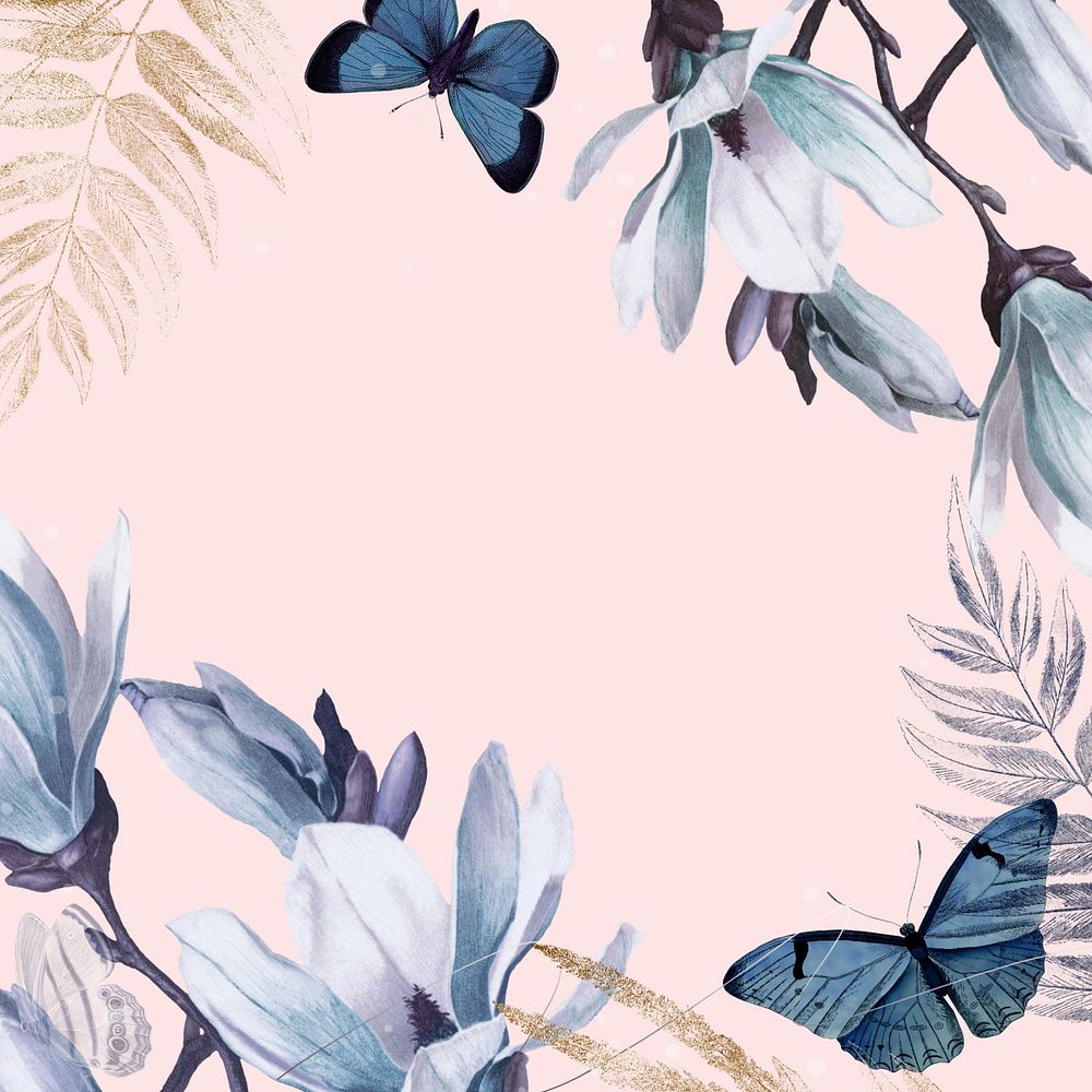 Beautiful flowers and butterfly illustration