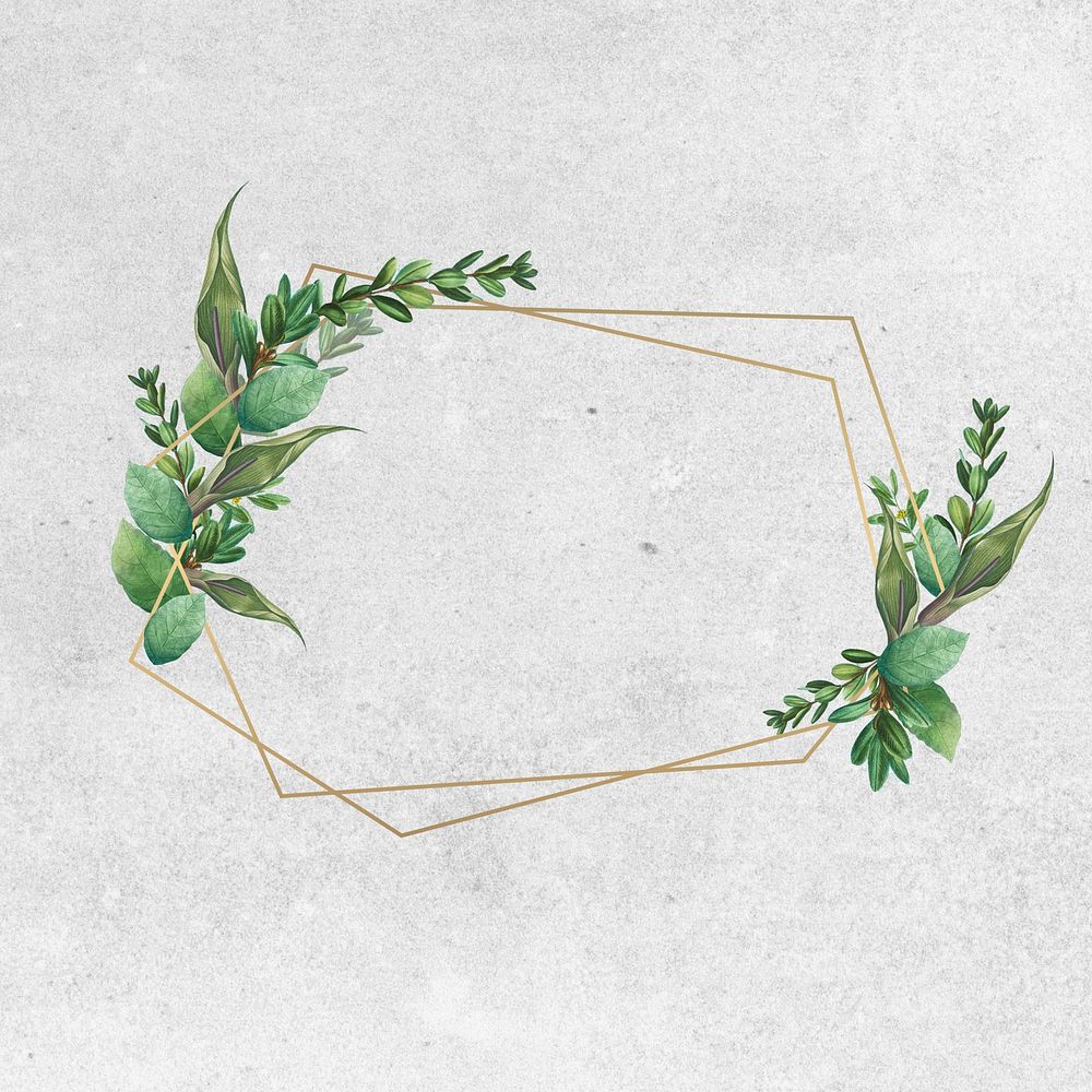 Plant border illustration, geometric frame design