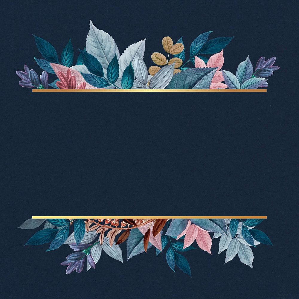 Plant border illustration on blue