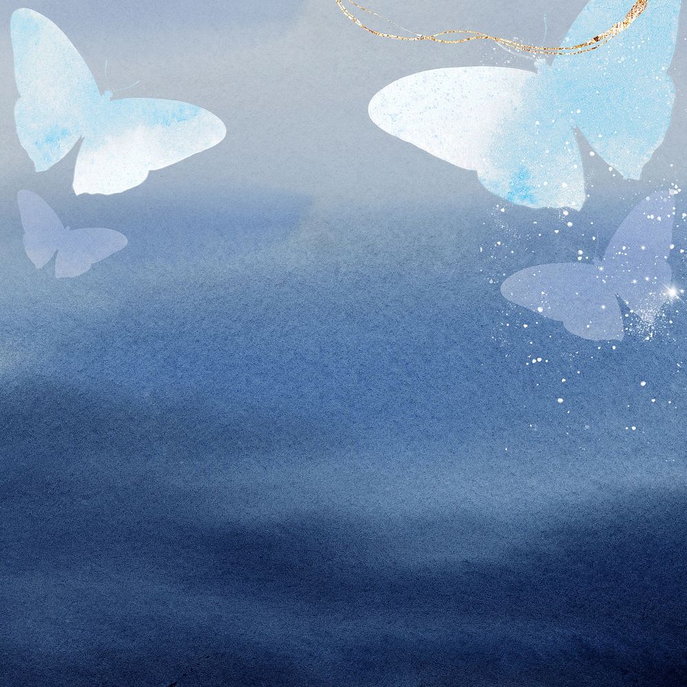 Blue butterflies, watercolor illustration