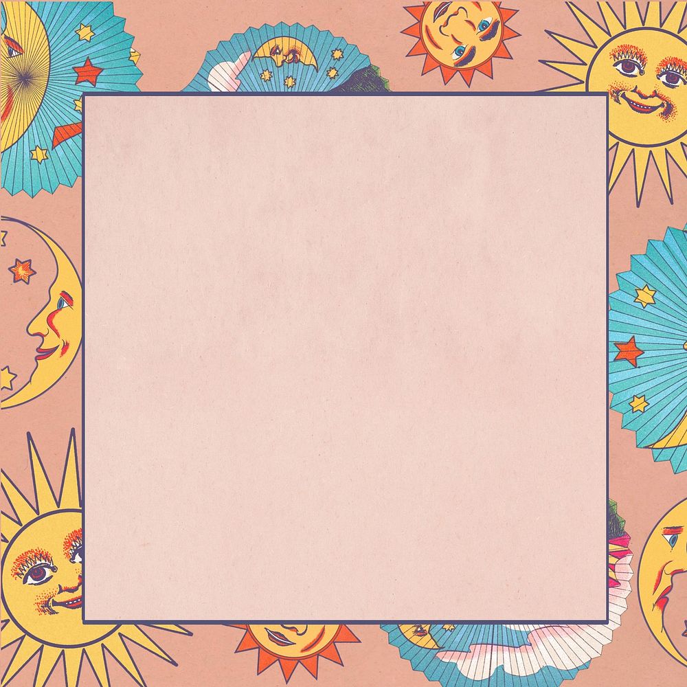 Pink celestial origami frame background