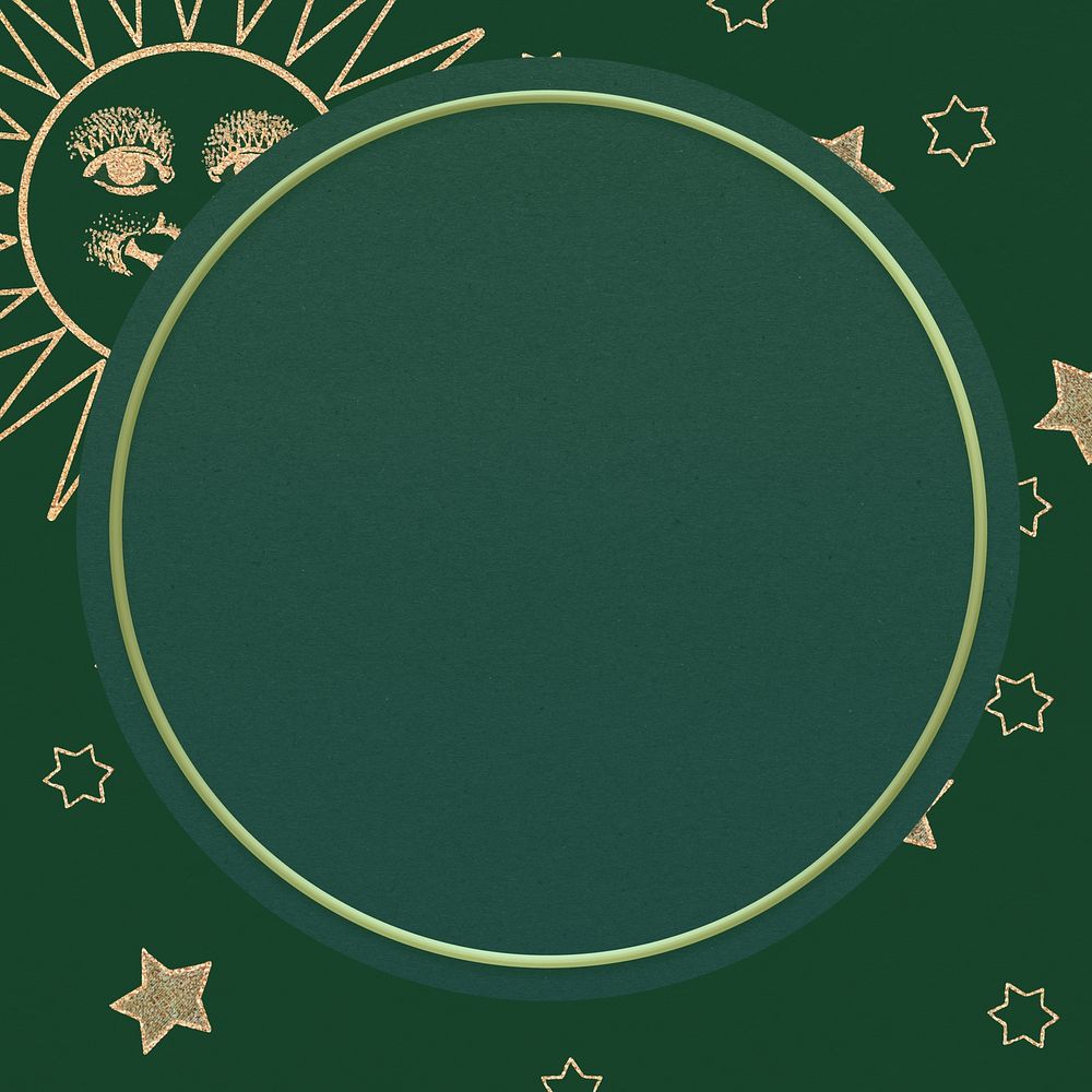 Green celestial circle frame background