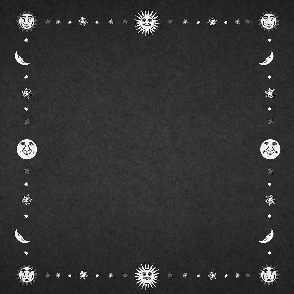 Black sun moon frame background
