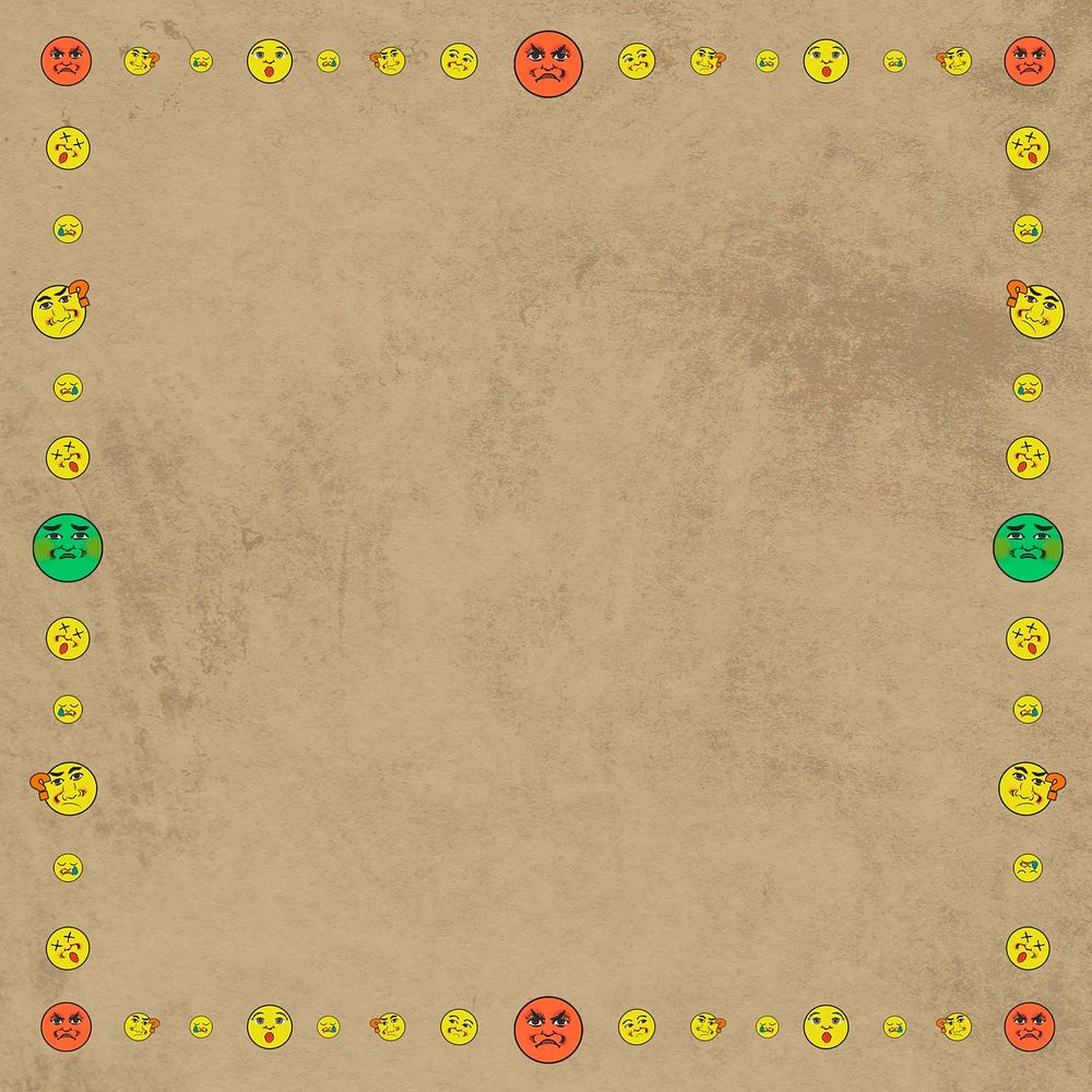 Brown angry emoticon frame background