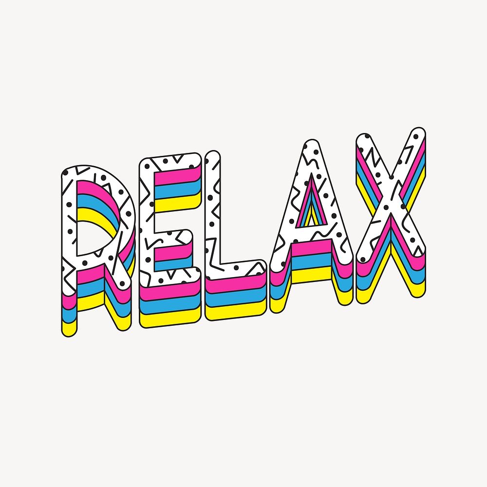 Relax word, colorful typography element vector