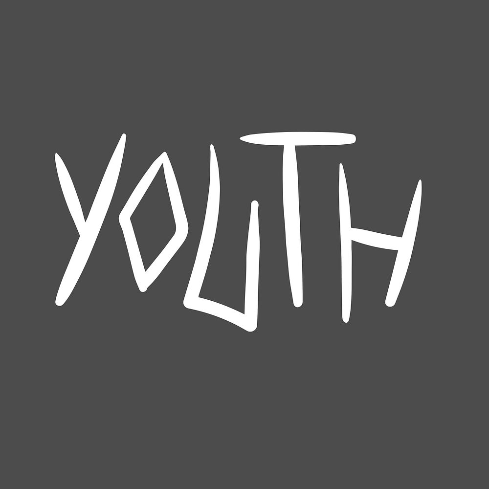 Youth word, white text & typography vector