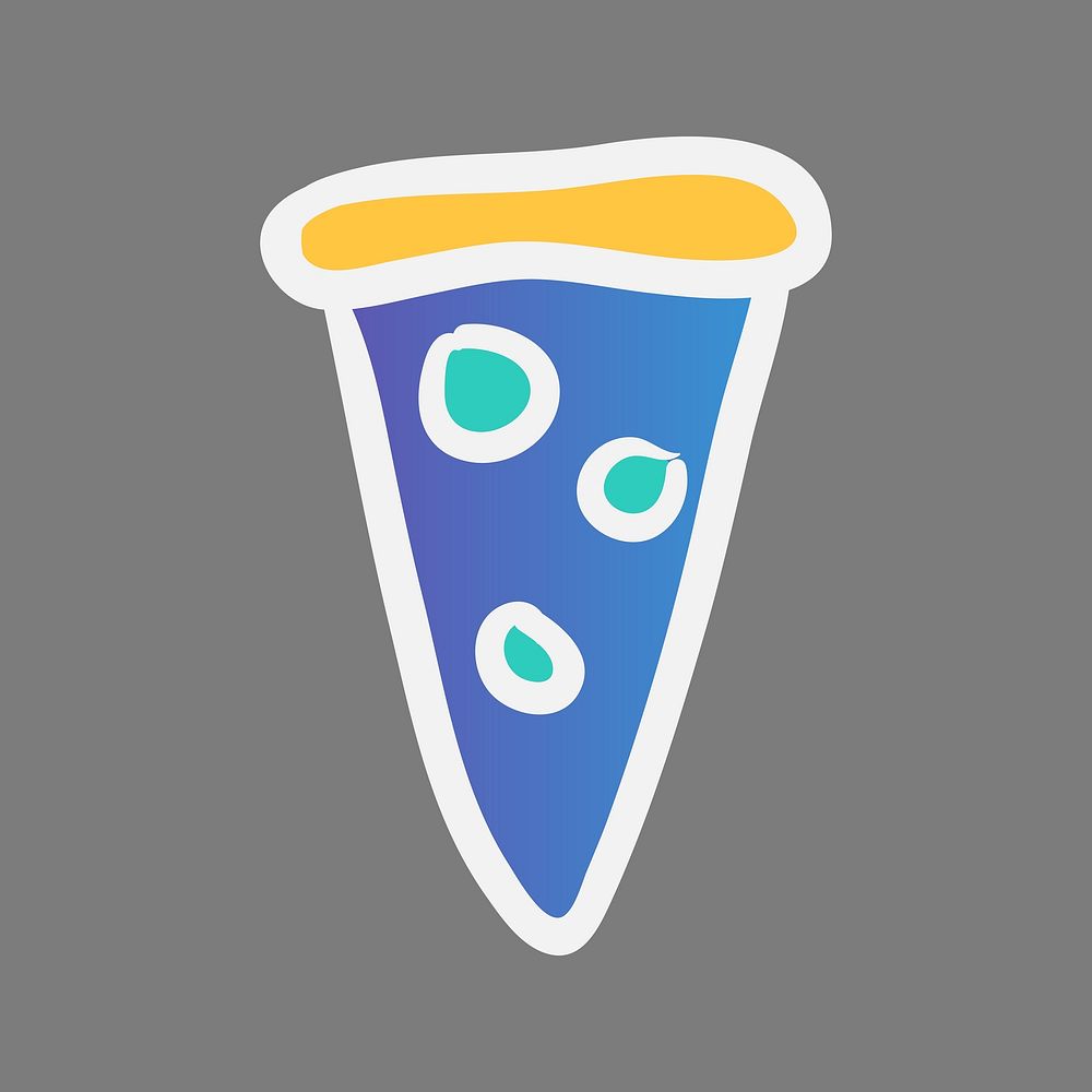 Blue pizza slice, hand drawn element vector