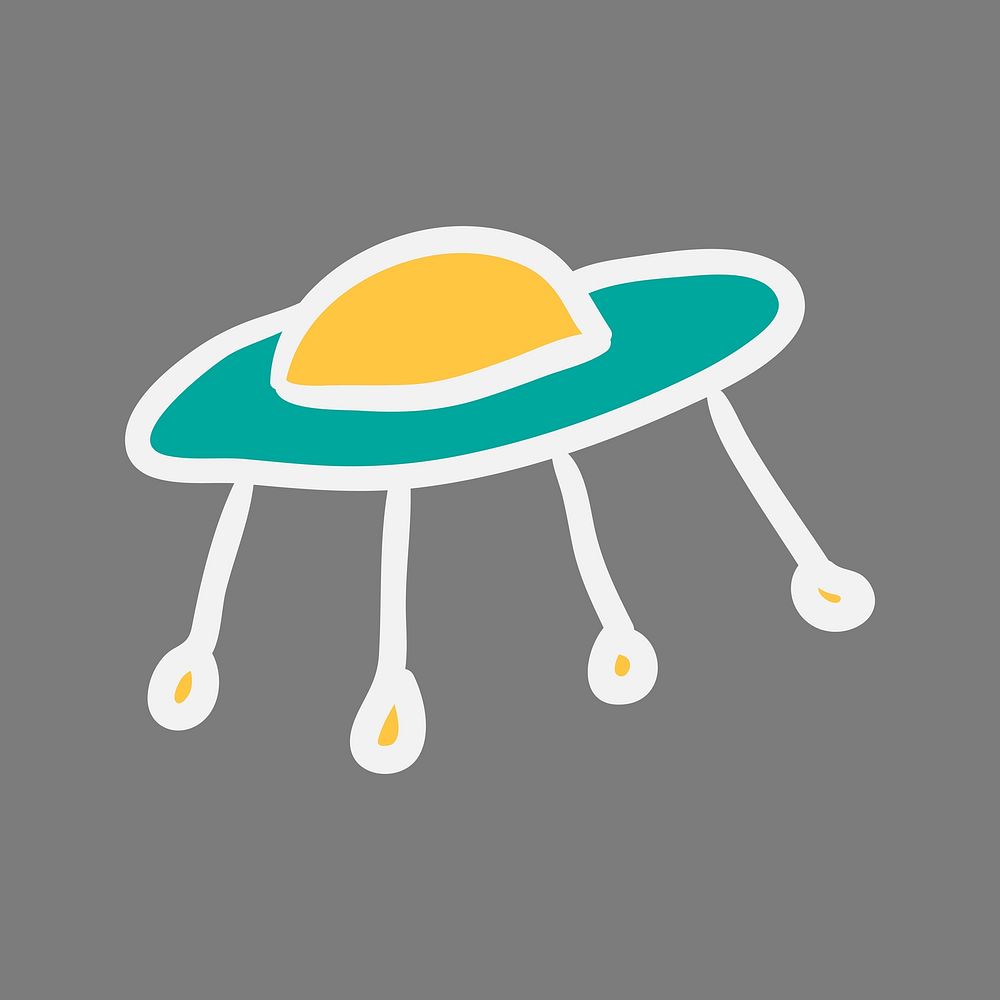 Colorful UFO, hand drawn element vector