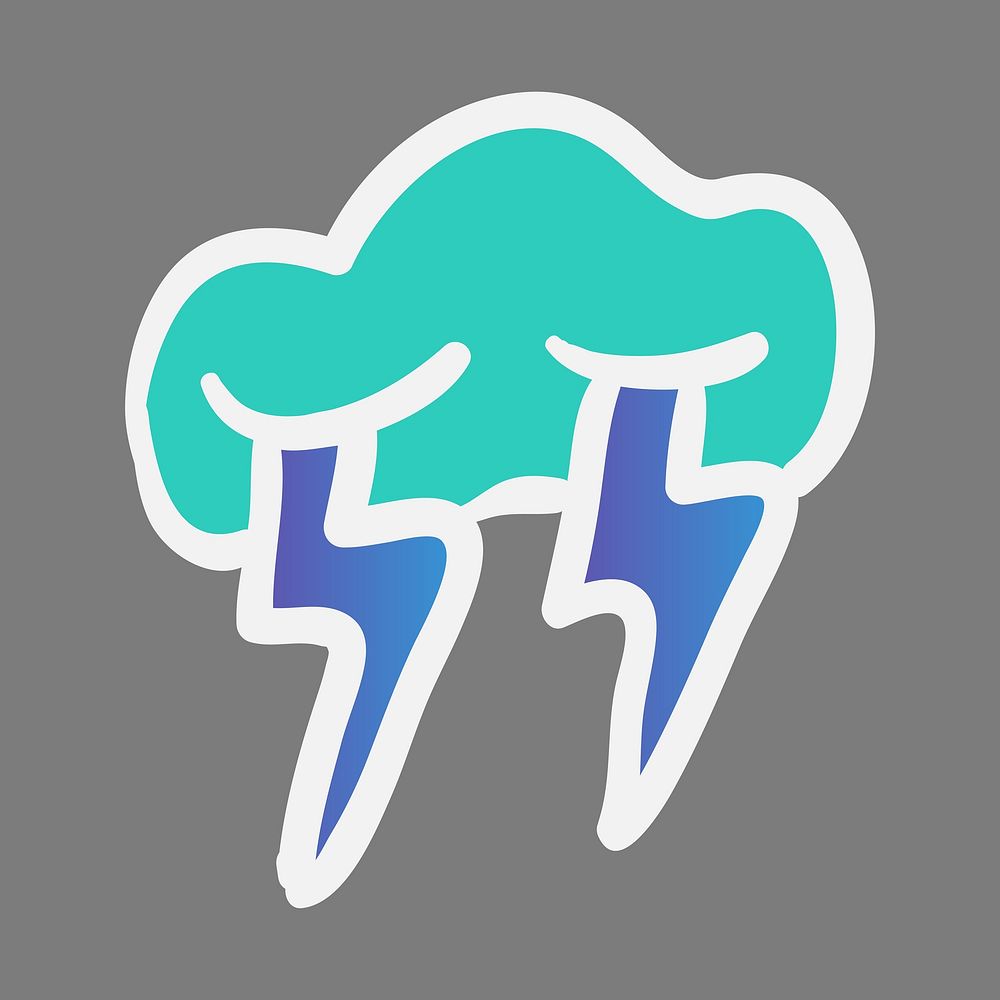 Cute lightning cloud, rain weather element vector