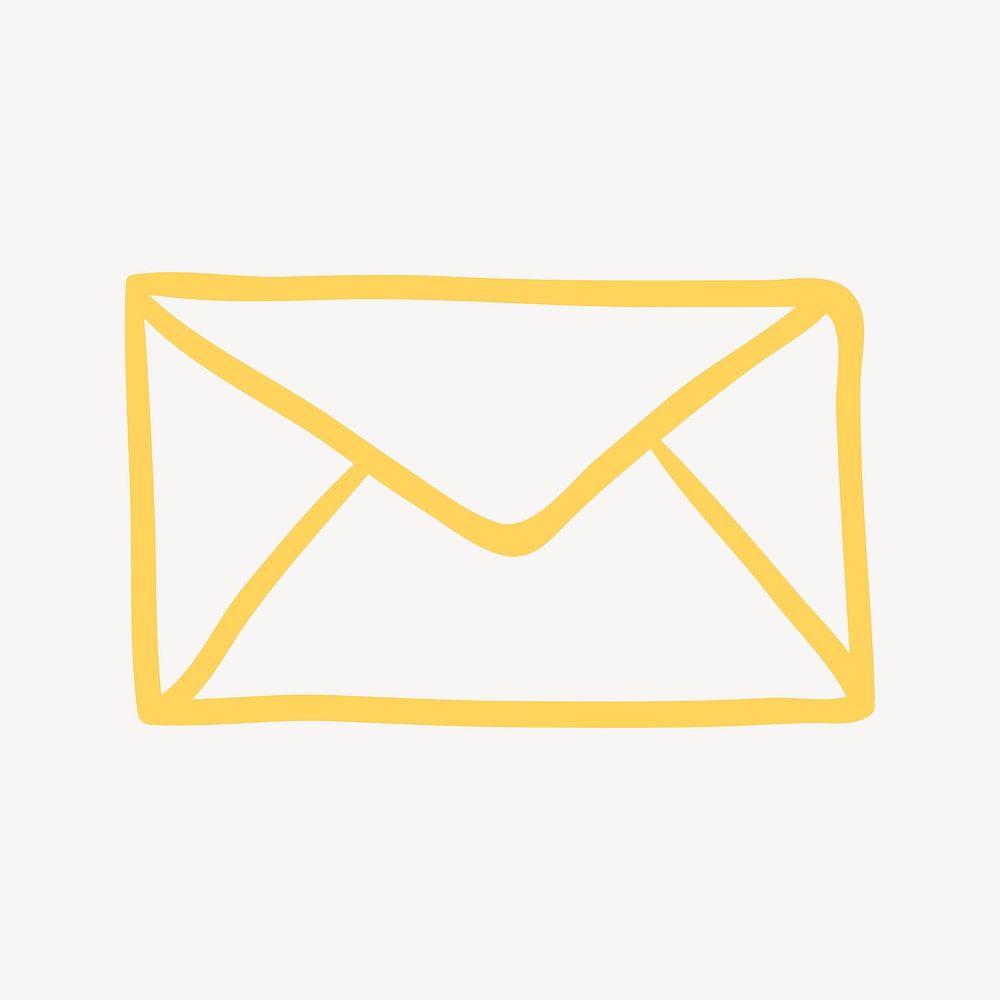 Yellow mail icon, new message vector
