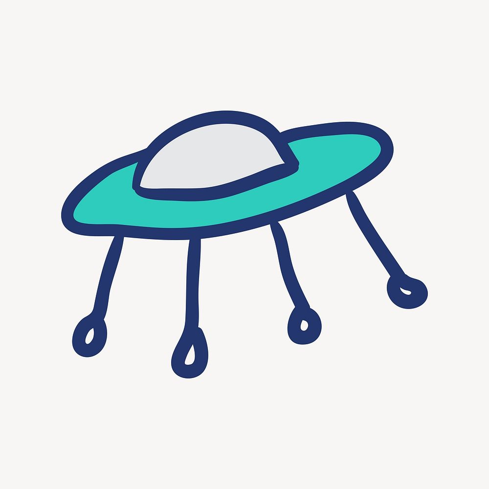 Cute doodle UFO, space & alien vector