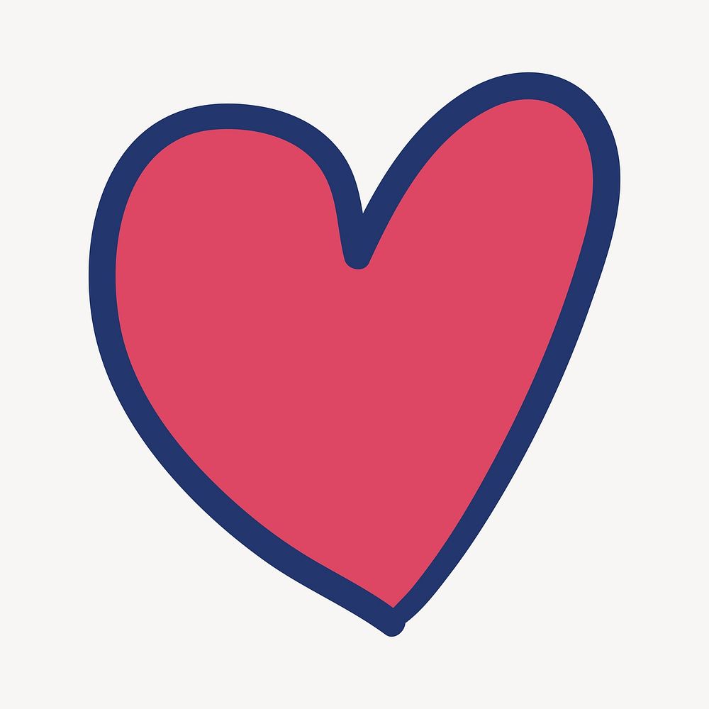Cute red heart, love element vector
