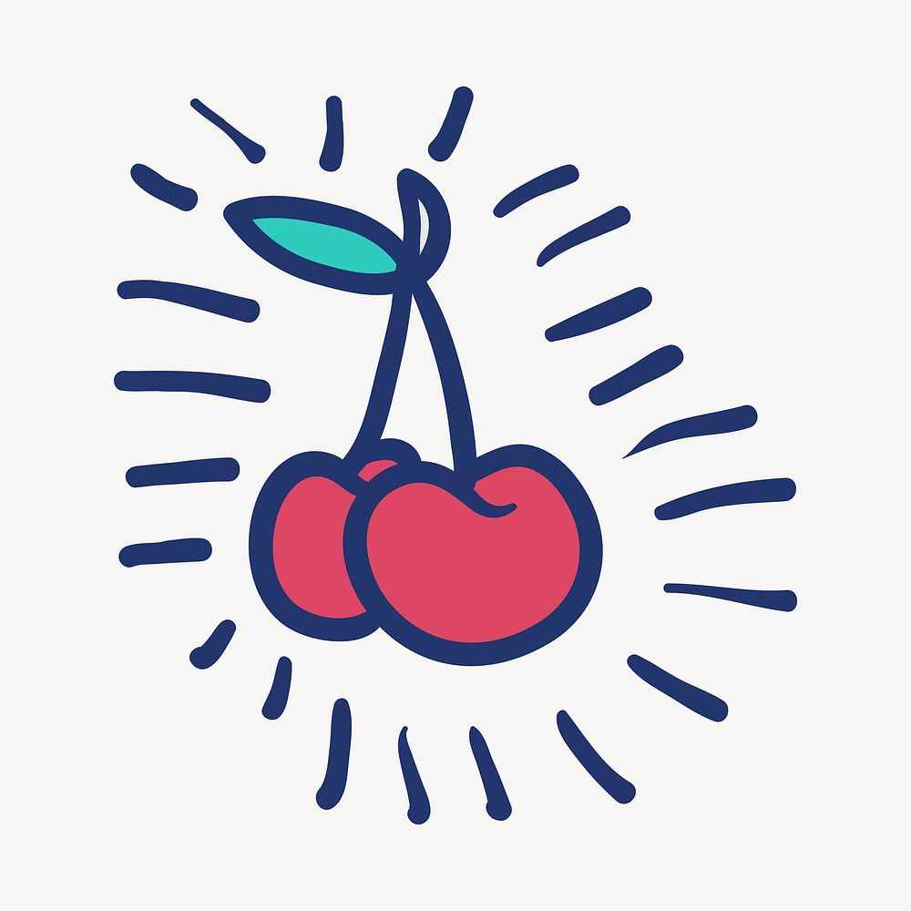 Cute red cherry, fruit element vector