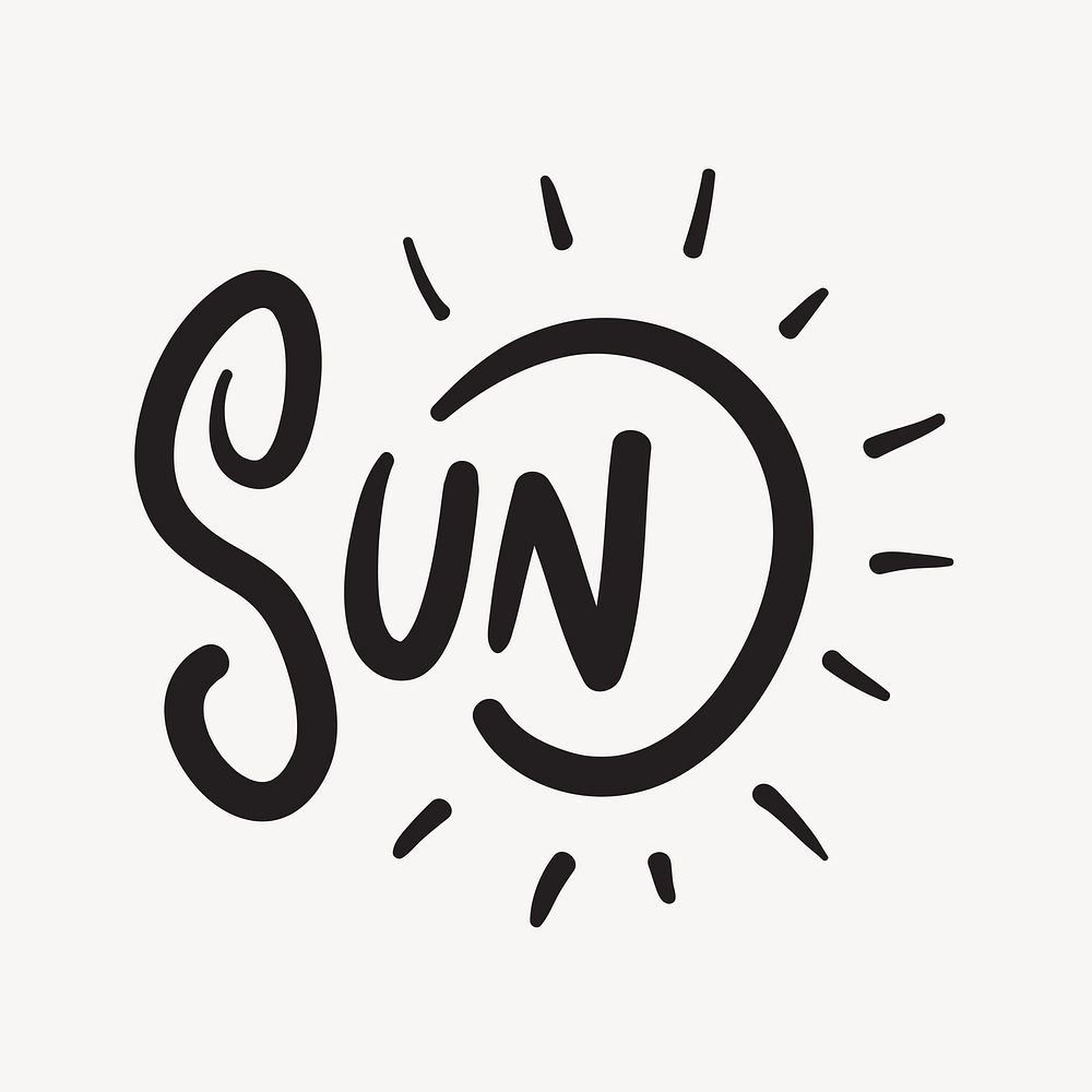 Sun word, cute weather & typography collage element