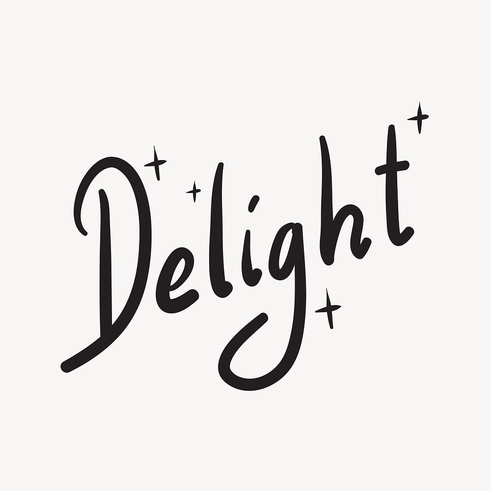 Delight word, cute wording & sparkle collage element vector