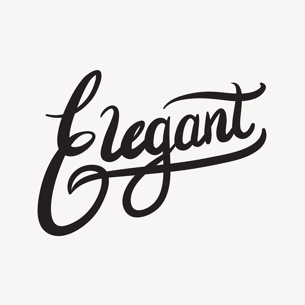 Elegant word, black cursive typography collage element vector