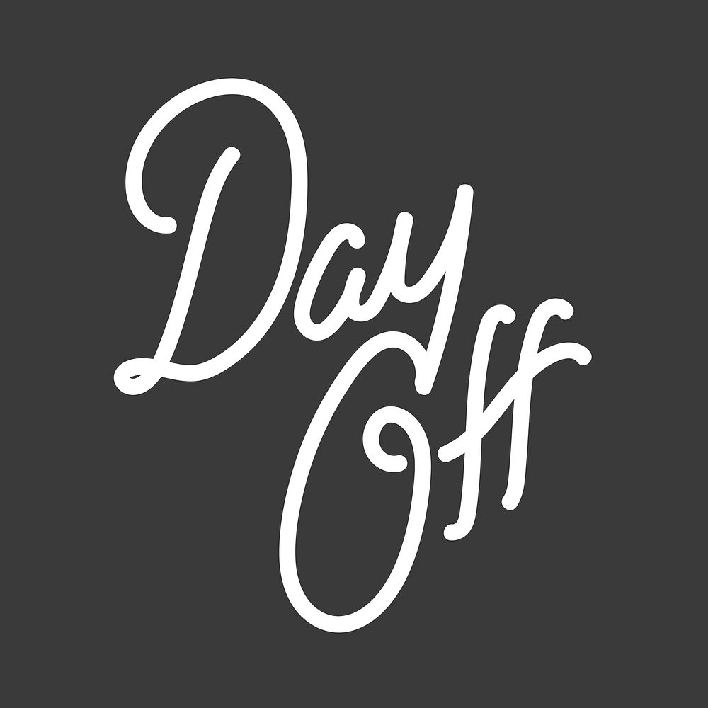 Day off word, cute cursive wording, element vector