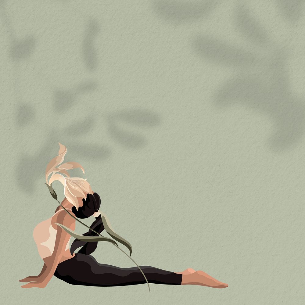 Woman aesthetic yoga background, cobra pose