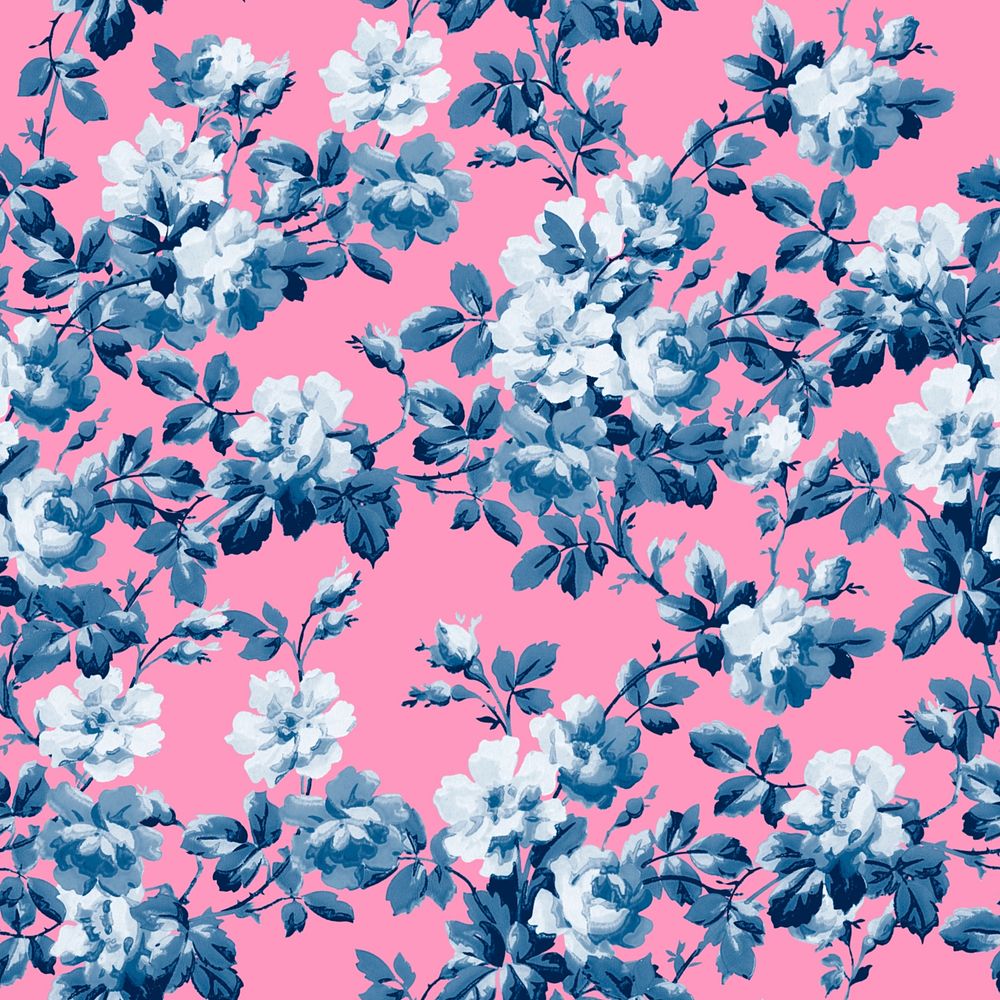 Peony flower pattern, pink background