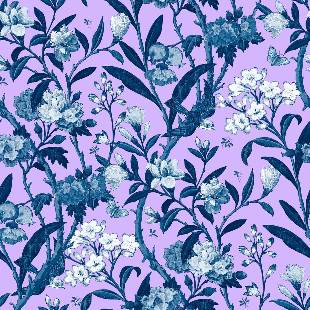 Vintage decorative flower pattern, purple background