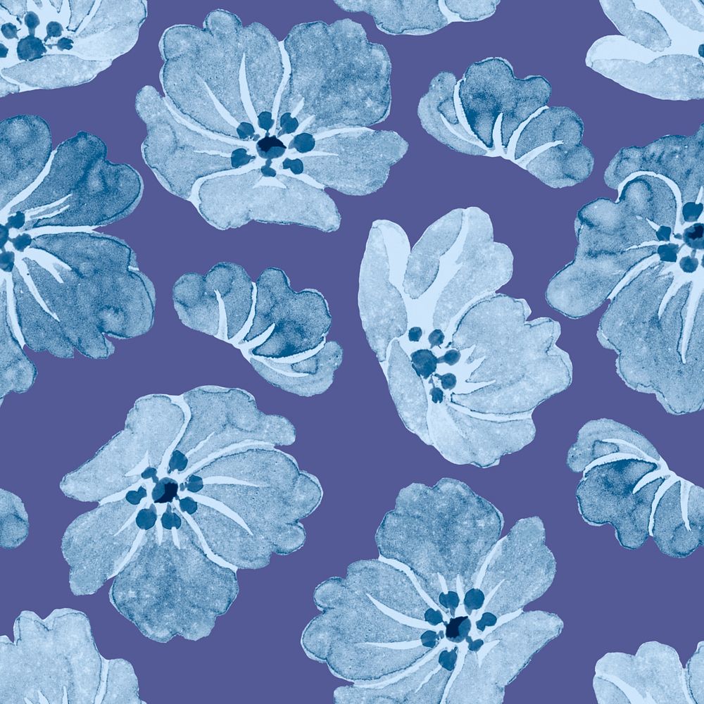 Peony flower pattern, blue background