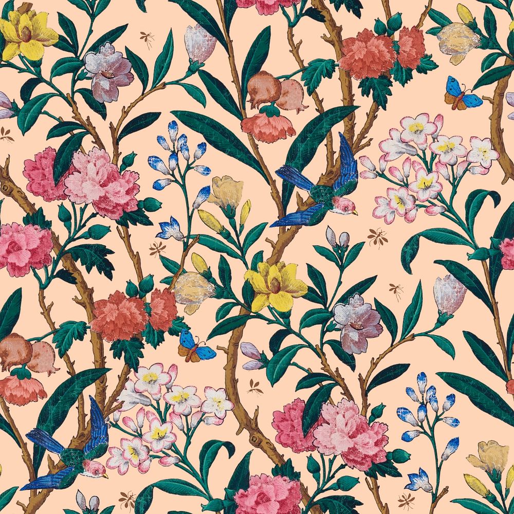 Vintage decorative floral pattern, beige background