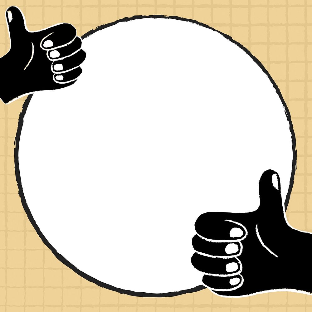 Thumbs up frame background, approving illustration