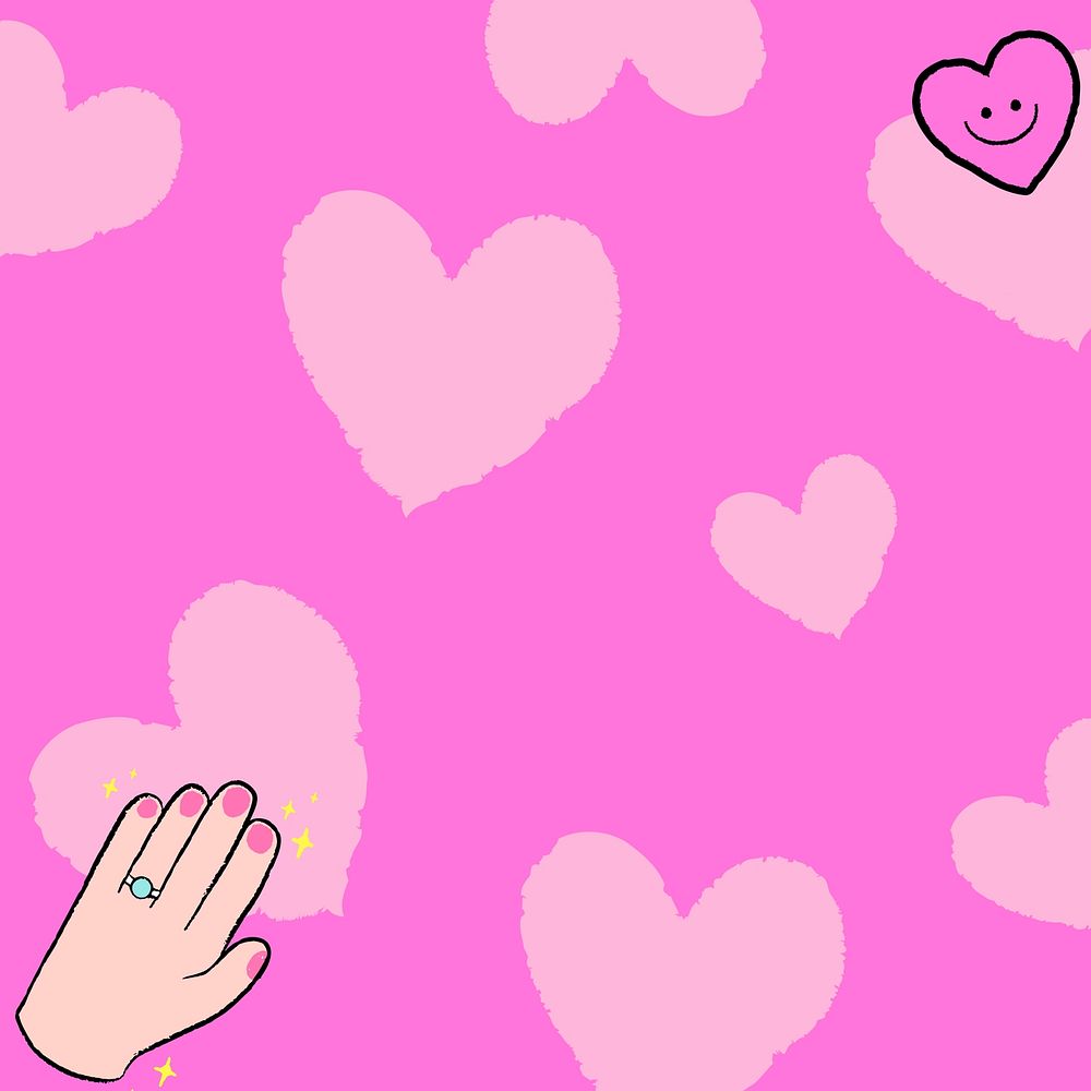 Cute hand & heart background, love & happy illustration 