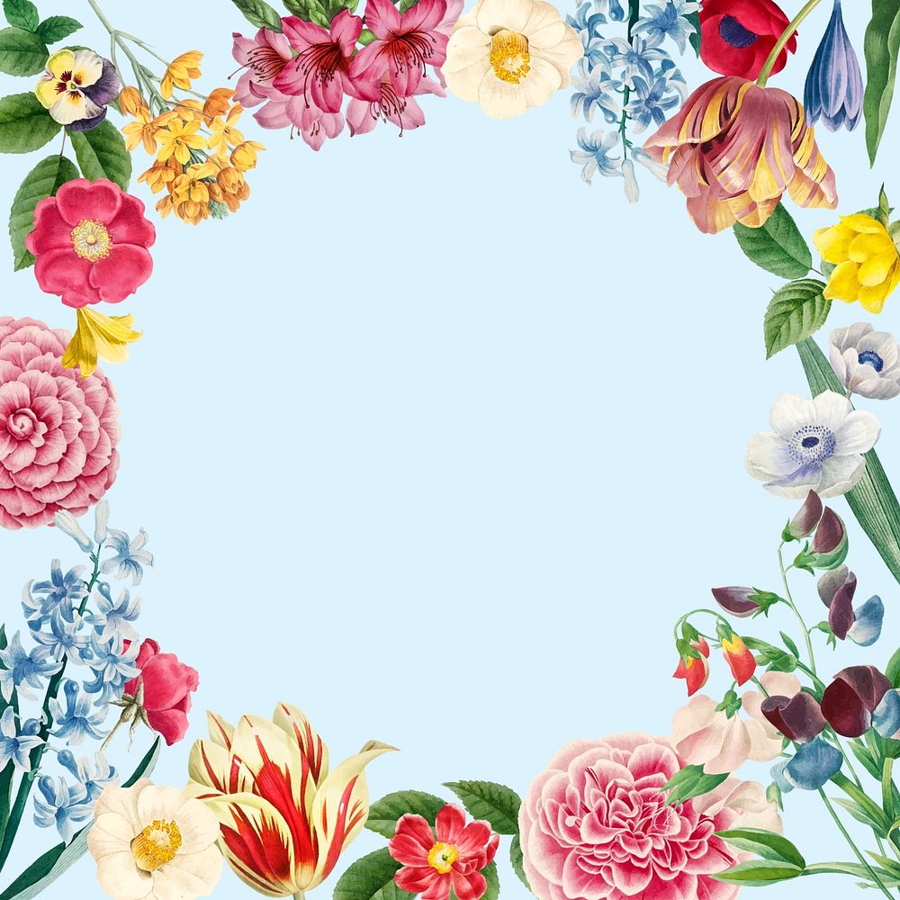 Colorful flower frame collage element
