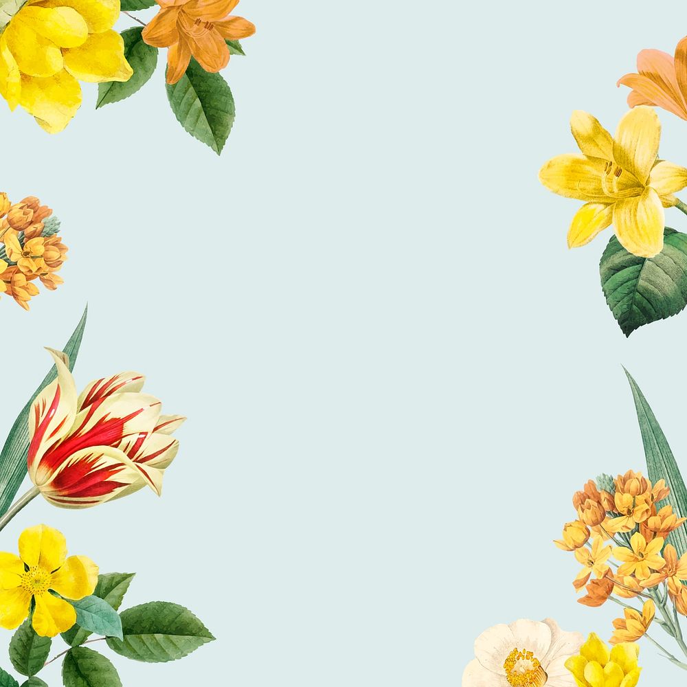 Yellow flower border collage element